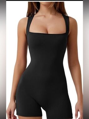 Black Sleeveless Active One-Piece Romper Size Small